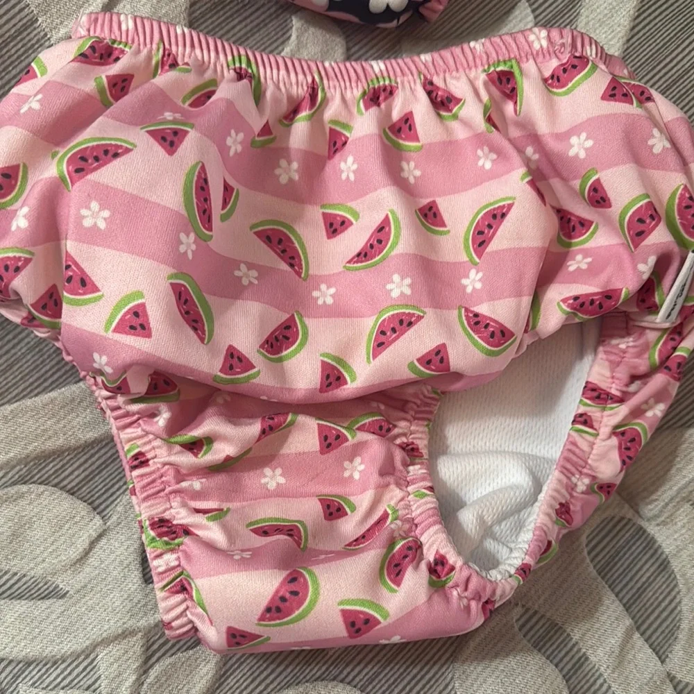 2 Floral Pink and Watermelon Green Sprouts swim diapers Size 3T